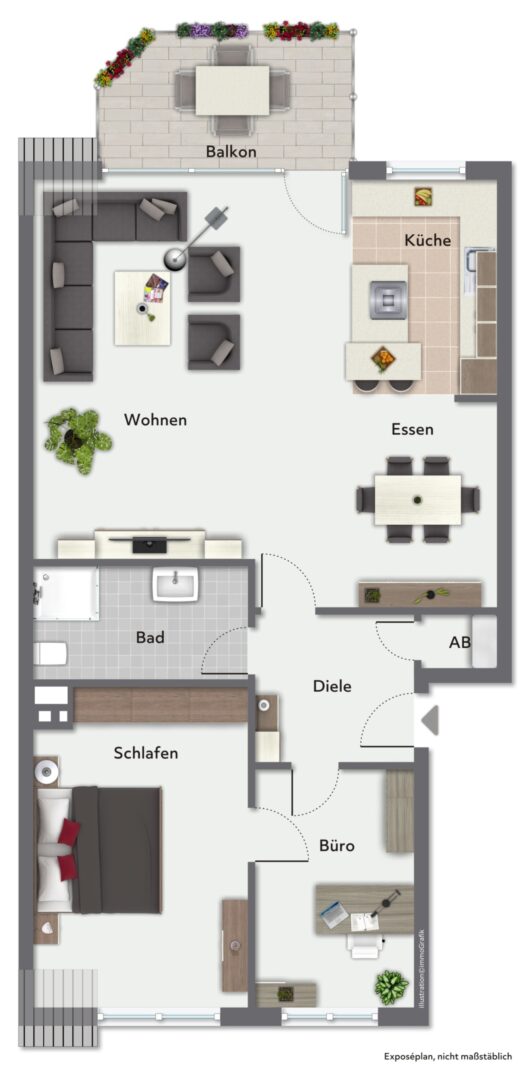 Grundriss mit Einrichtungsvorschlag