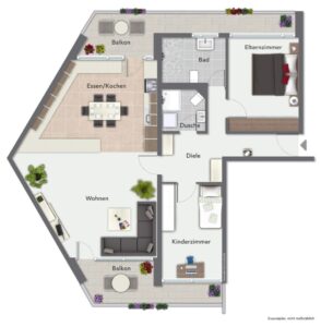 Grundriss mit Einrichtungsvorschlag