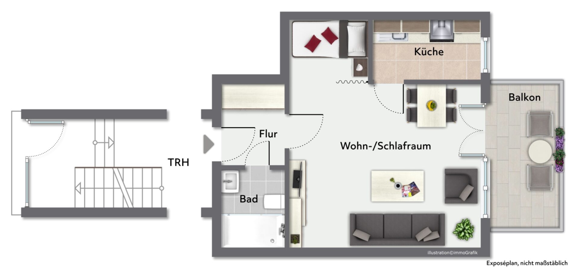 Grundriss mit Einrichtungsvorschlag