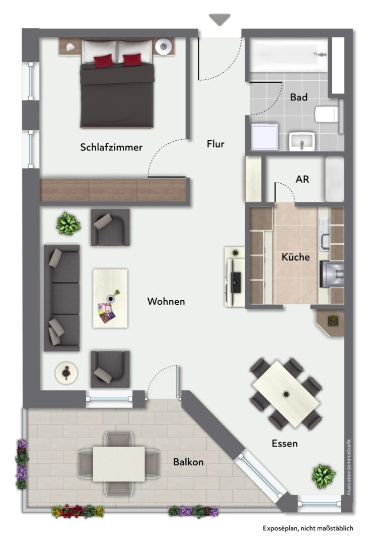 Grundriss mit Einrichtungsvorschlag
